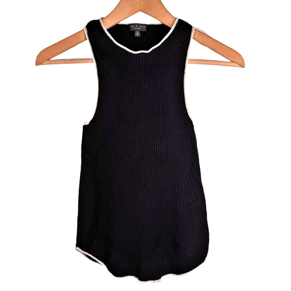 Rag & Bone Kishi Seamless Ribbed Tank Top Size Small Black Round Neck Pullover